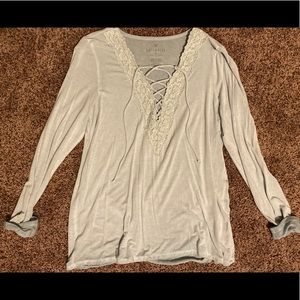 Light Blue Long Sleeve AE Lace Top